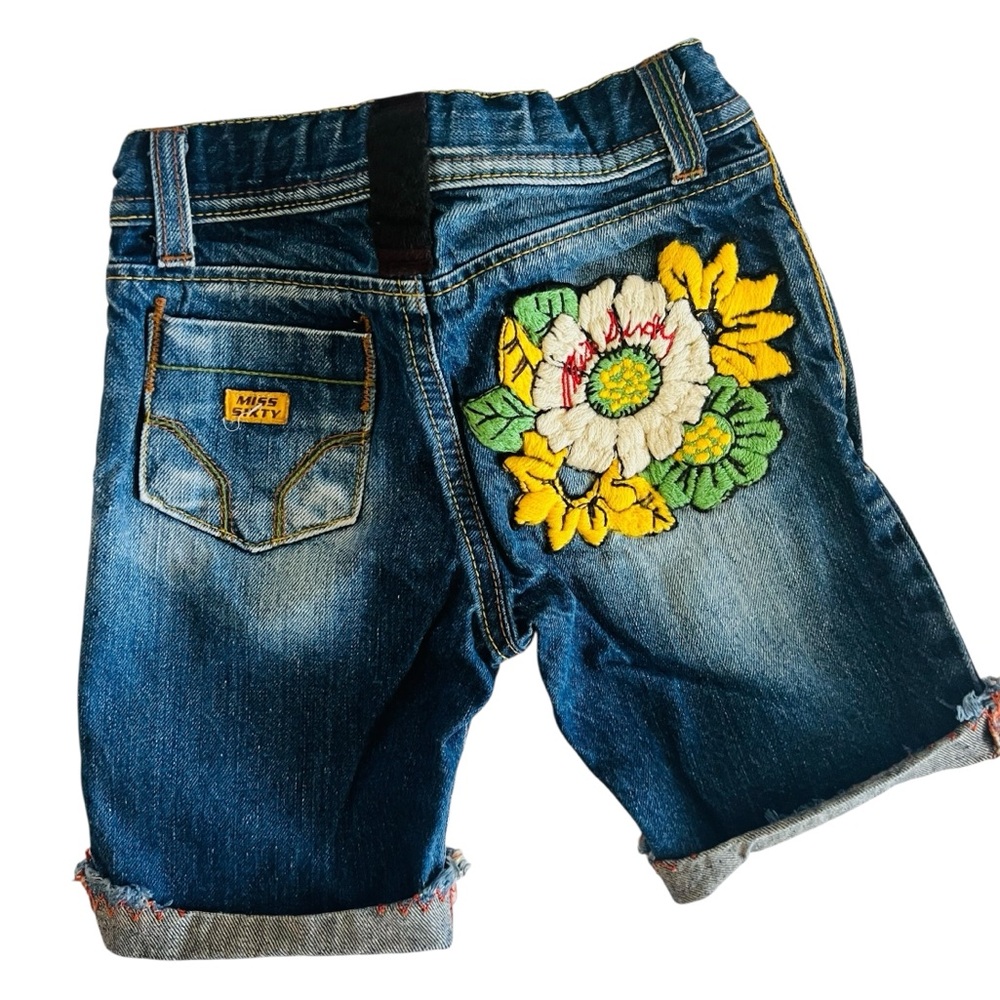 Miss Sixty Denim Floral Embroidery Denim Shorts
